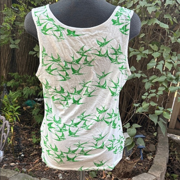 Women’s Marc Lauge Green & White Sleeveless Tank Top. L. 50% cotton 50% modal - Picture 4 of 7